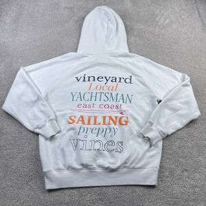 Vineyard Vines Hoodie Mens‎ Small White French Terry USA Sweatshirt Coastal Prep